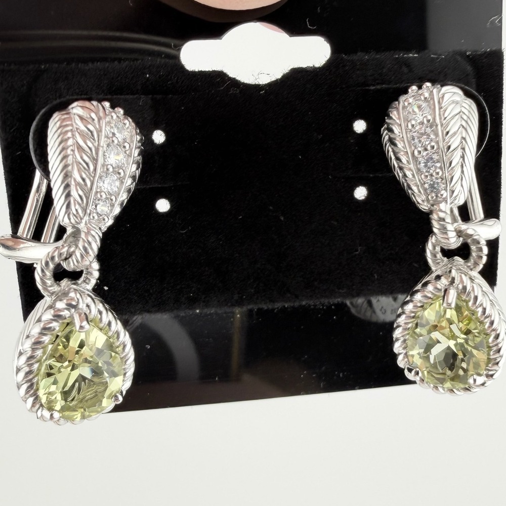 Judith Ripka Womens Sterling Silver Lemon CZ Drop Earrings Pear Cut Yellow 925